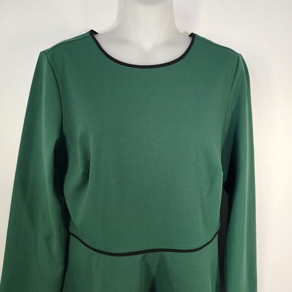 Ann Taylor Womens Top Small Piped Peplum Green Long Sleeve Pullover Long Sleeve - Picture 3 of 10
